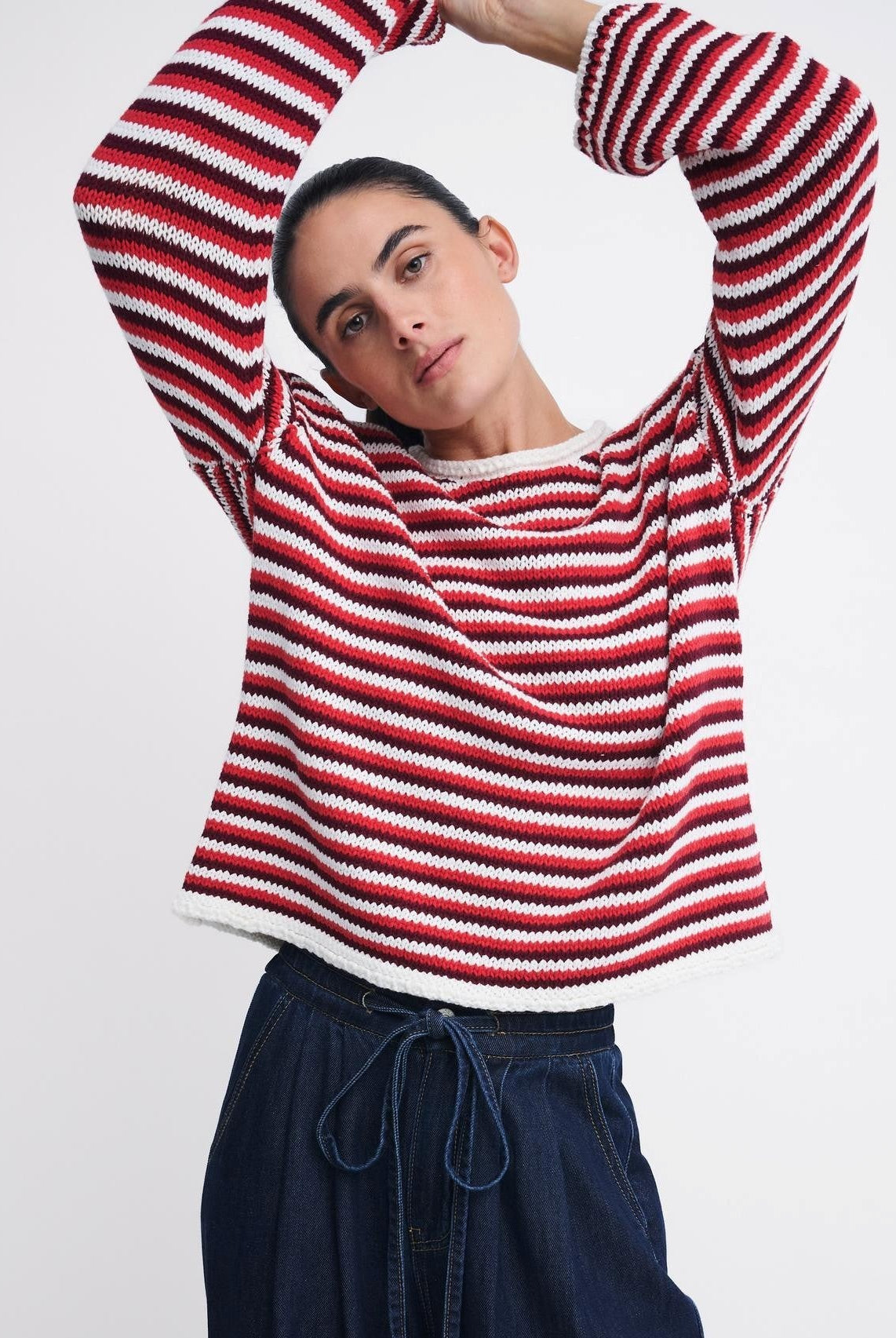Buy Little Lies - Suzie Stripe Knit – Red/Maroon by Little Lies - at Hamish + Grace