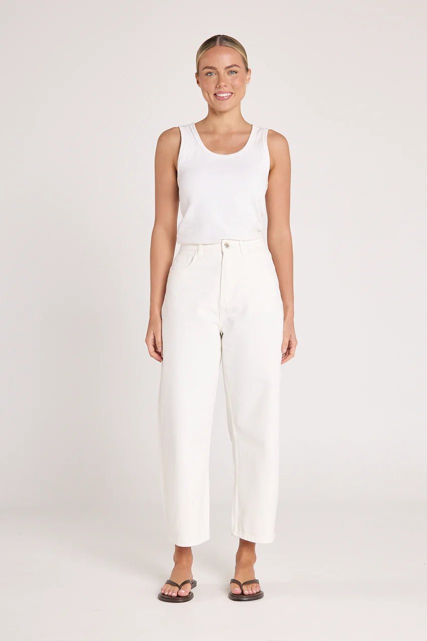 Buy Lola Cropped Barrel Jean - White by Feather and Noise - at Hamish + Grace