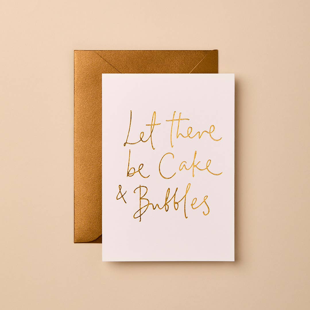 Buy Wedding Congratulations Greeting Card | Let There Be Cake and Bubbles | Luxury Foil Design by Gabrielle & Celine Greeting Cards Australia - at Hamish + Grace
