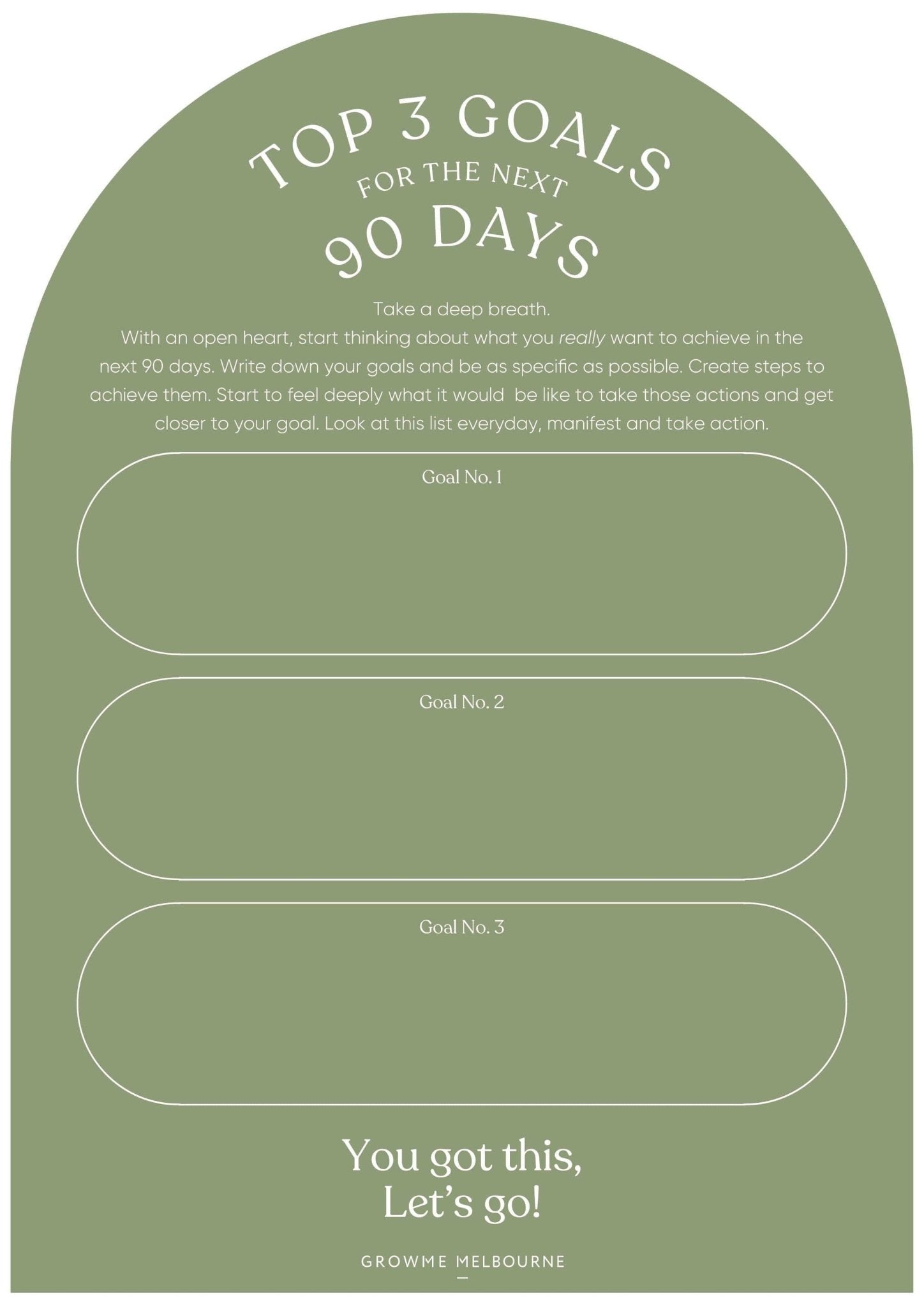 Buy 90 Day Planner - Arch Green by Growme Melbourne - at Hamish + Grace