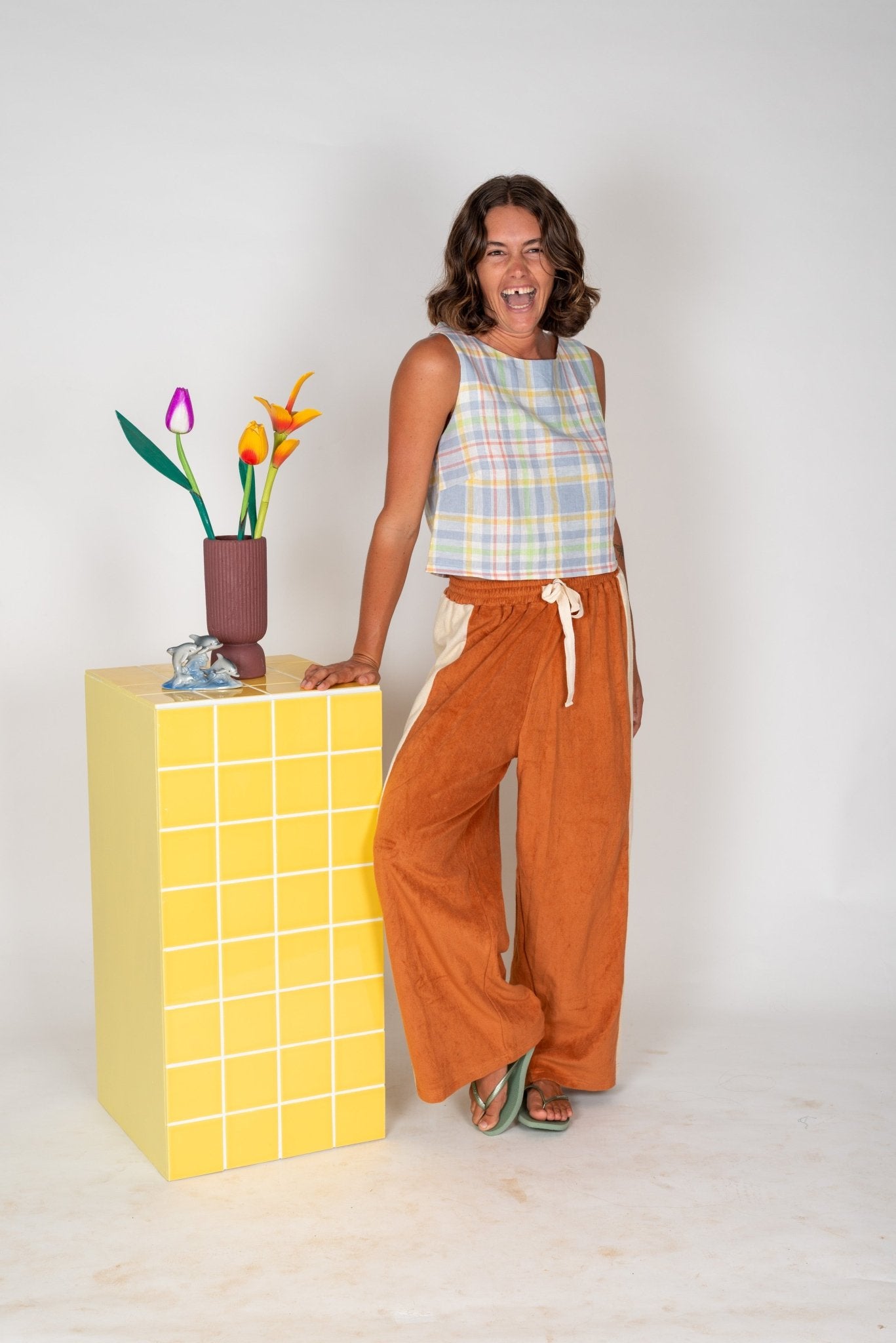 Buy Atmosea - Après Surf Panel Pant in Rust & Cream by Atmosea - at Hamish + Grace