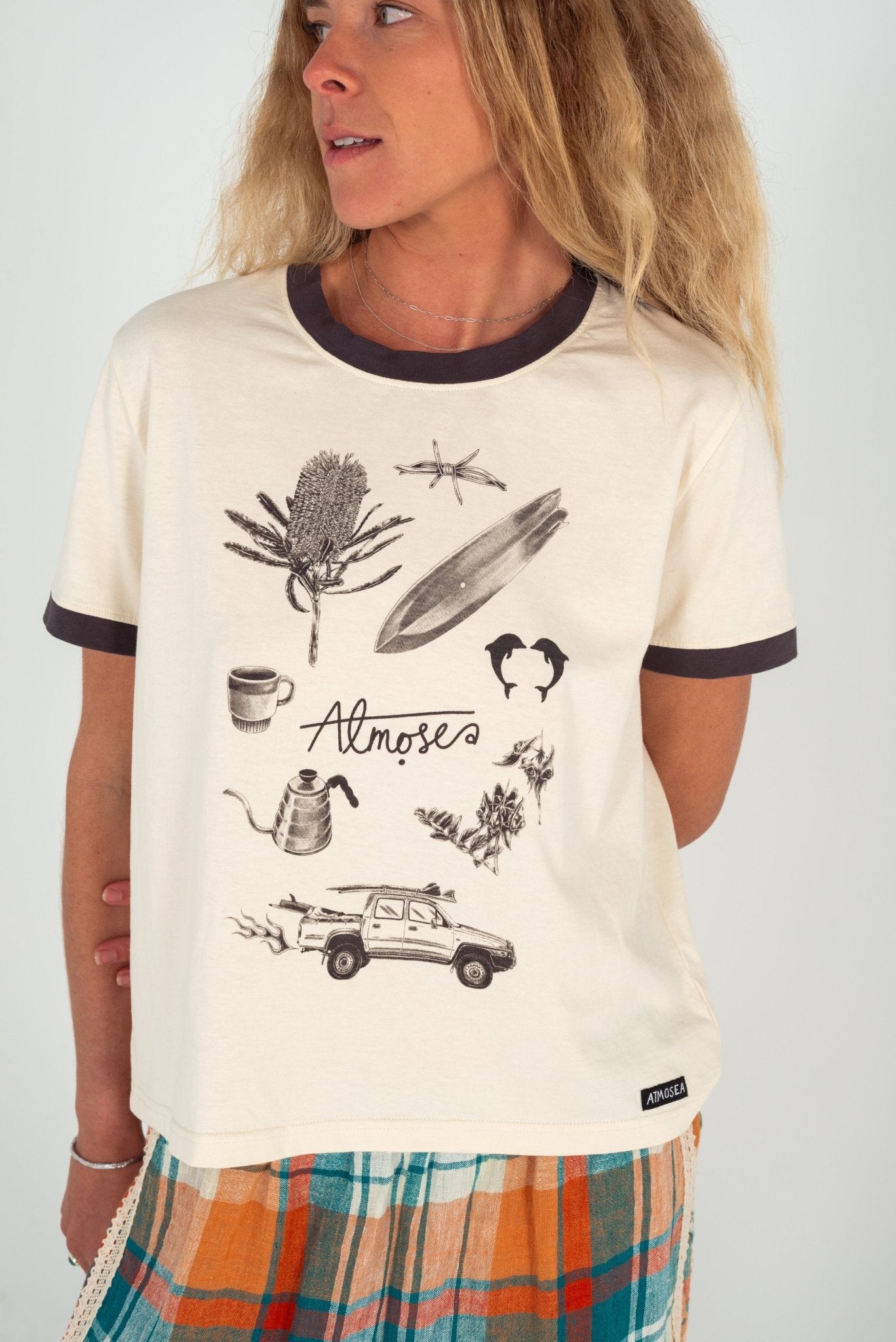 Buy Atmosea - Yaz Artifacts Ringer Tee by Atmosea - at Hamish + Grace