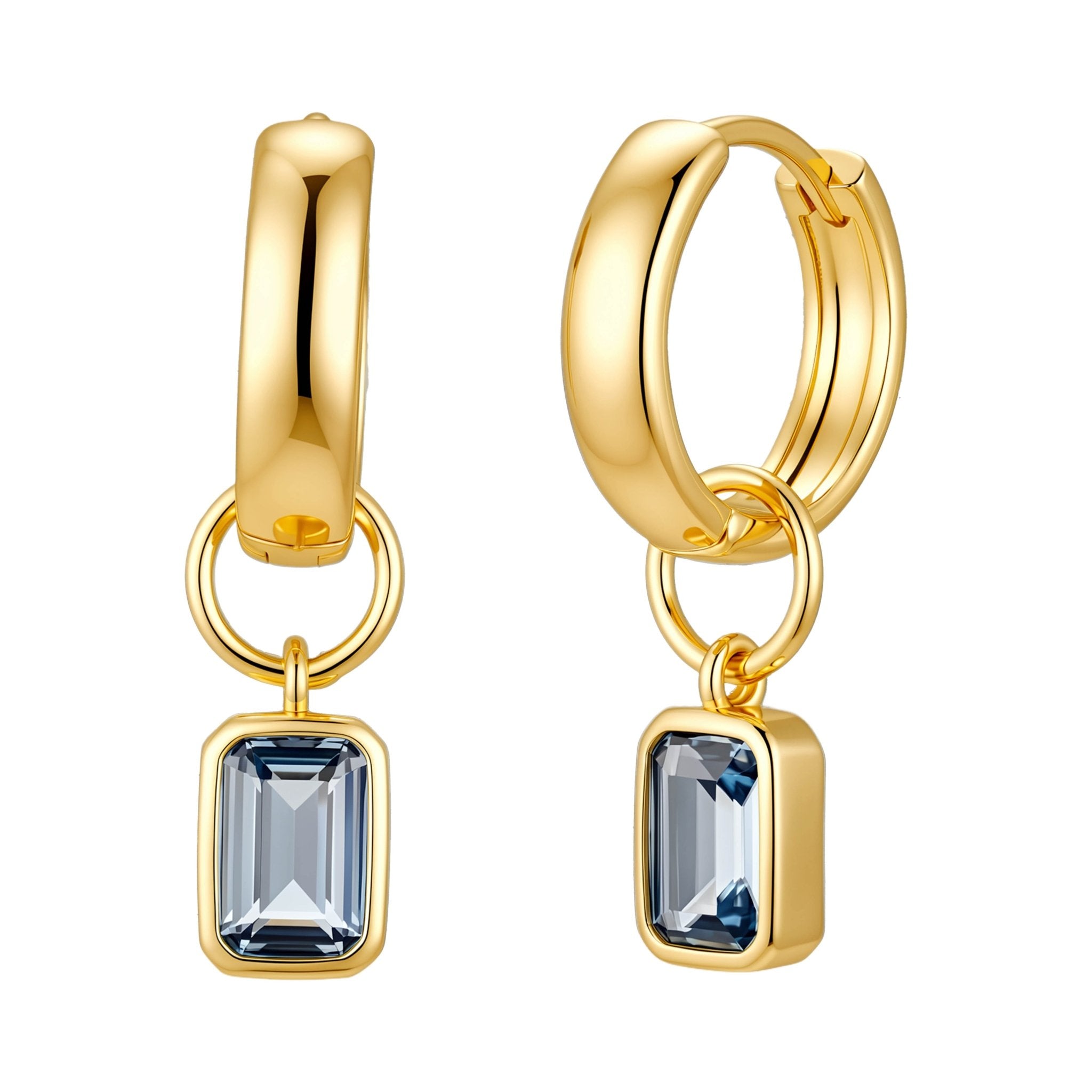 Buy Bezel Set Blue Crystal Hoops - 14ct Gold by Hamish + Grace - at Hamish + Grace