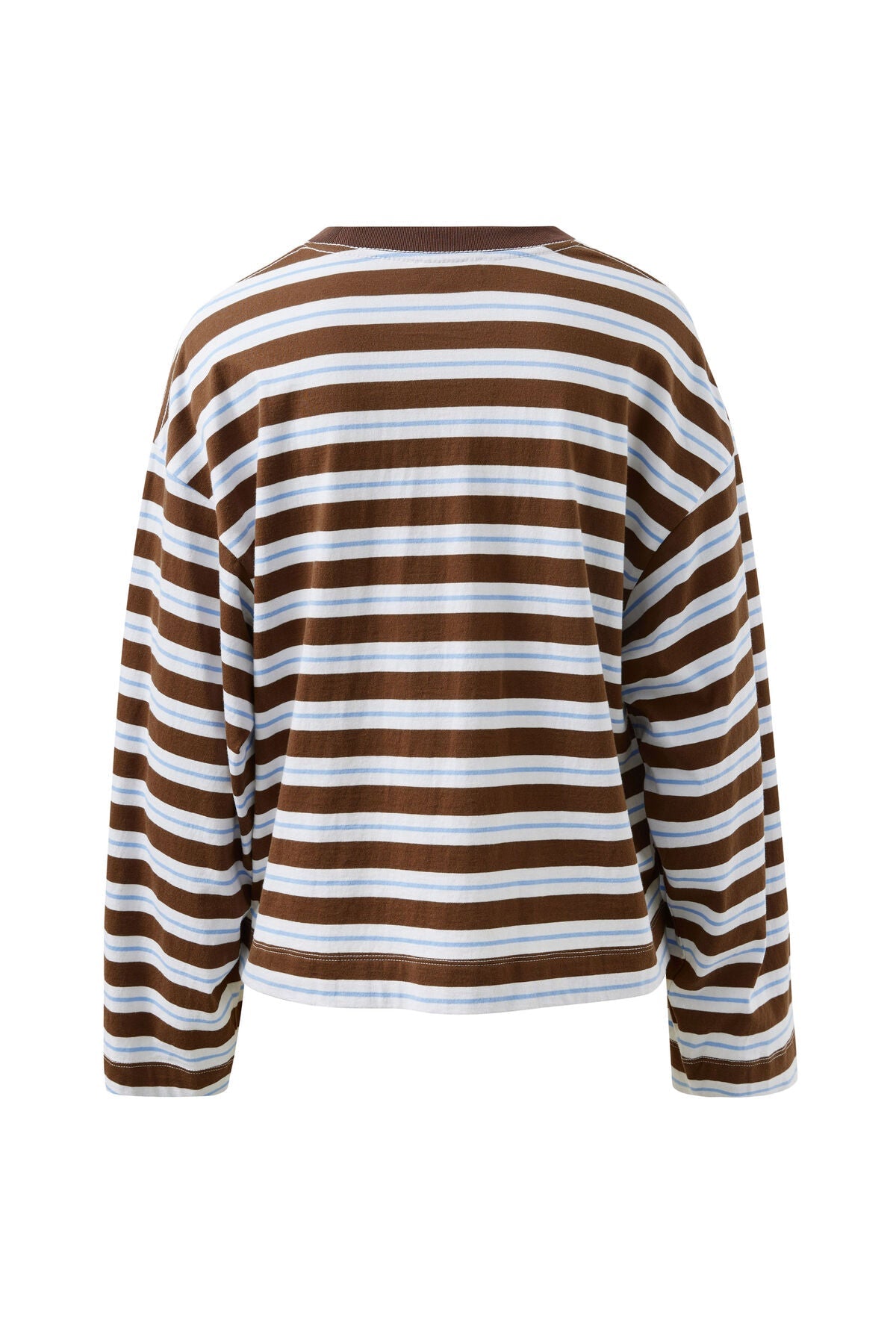 Buy Ceres - Beau Long Sleeve Slouchy Tee - cocoa sky blue stripe by Ceres Life - at Hamish + Grace