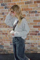 Buy Ceres - Beau Long Sleeve Slouchy Tee - Milk/Brunette Stripe by Ceres Life - at Hamish + Grace