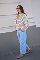 Buy Ceres - Beau Long Sleeve Slouchy Tee - new butter brunette stripe by Ceres Life - at Hamish + Grace