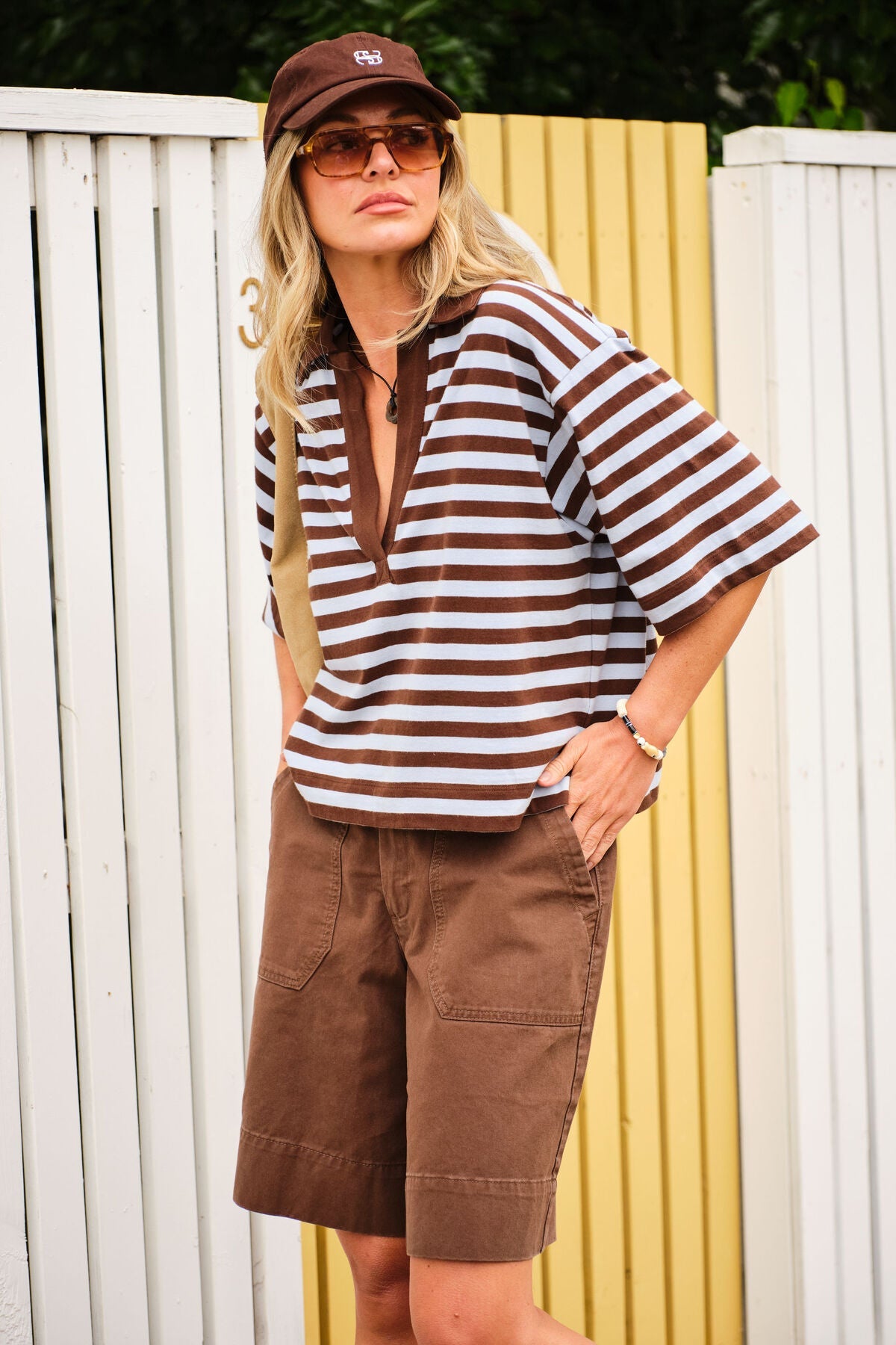 Buy Ceres Life - Arlie Short Sleeve Rugby - Chocolate/Chalk by Ceres Life - at Hamish + Grace
