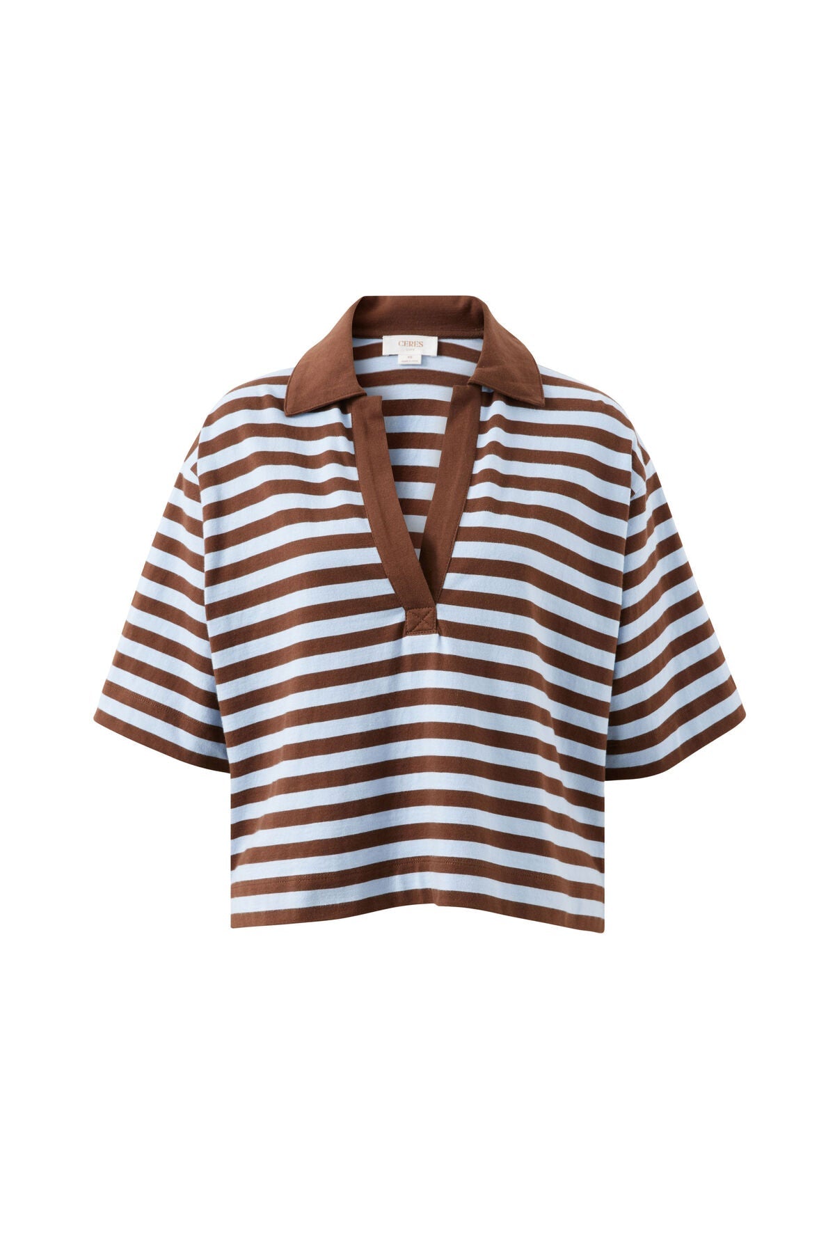 Buy Ceres Life - Arlie Short Sleeve Rugby - Chocolate/Chalk by Ceres Life - at Hamish + Grace
