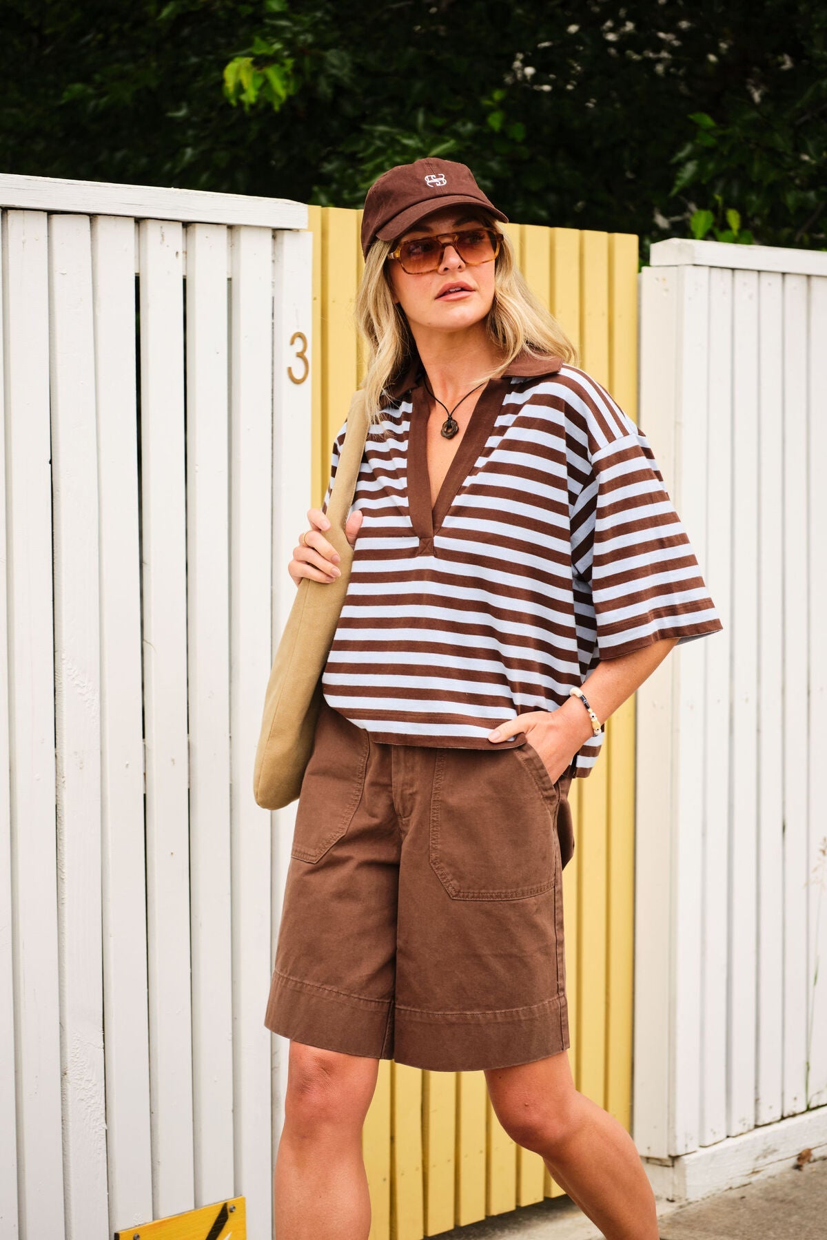 Buy Ceres Life - Arlie Short Sleeve Rugby - Chocolate/Chalk by Ceres Life - at Hamish + Grace