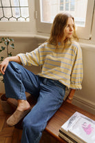 Buy Ceres Life - Beau Long Sleeve Slouchy Tee - butter/china blue stripe by Ceres Life - at Hamish + Grace