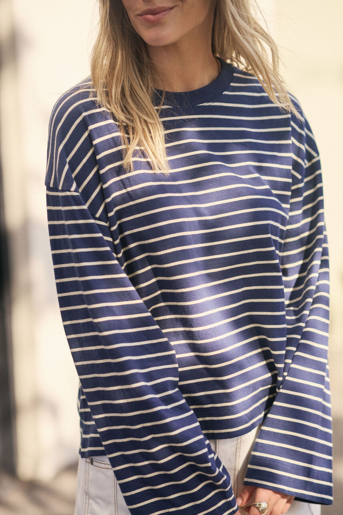 Buy Ceres Life - Beau Long Sleeve Slouchy Tee - Heritage Navy/Marshmallow Stripe by Ceres Life - at Hamish + Grace