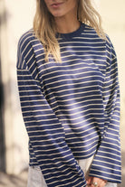 Buy Ceres Life - Beau Long Sleeve Slouchy Tee - Heritage Navy/Marshmallow Stripe by Ceres Life - at Hamish + Grace
