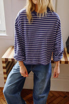 Buy Ceres Life - Beau Long Sleeve Slouchy Tee - Polo Blue/White Stripe by Ceres Life - at Hamish + Grace