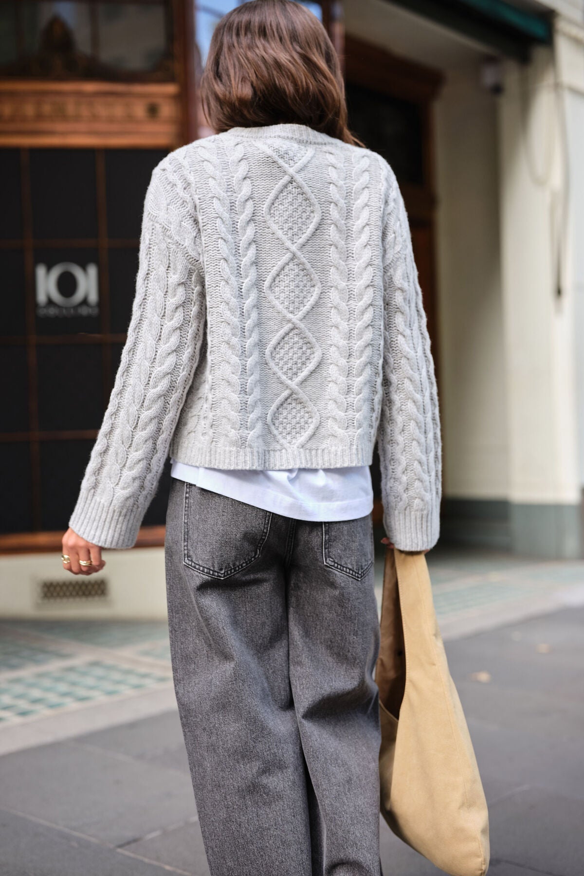 Buy Ceres Life - Enid Cable Knit Henley - silver marle by Ceres Life - at Hamish + Grace