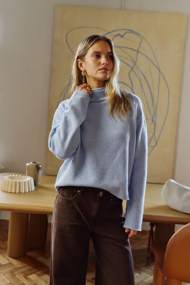 Buy Ceres Life - Finley Funnel Neck Knit - Chine Blue by Ceres Life - at Hamish + Grace
