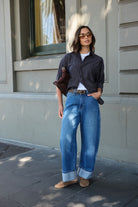 Buy Ceres Life - Frannie Cuffed Barrel Jean by Ceres Life - at Hamish + Grace