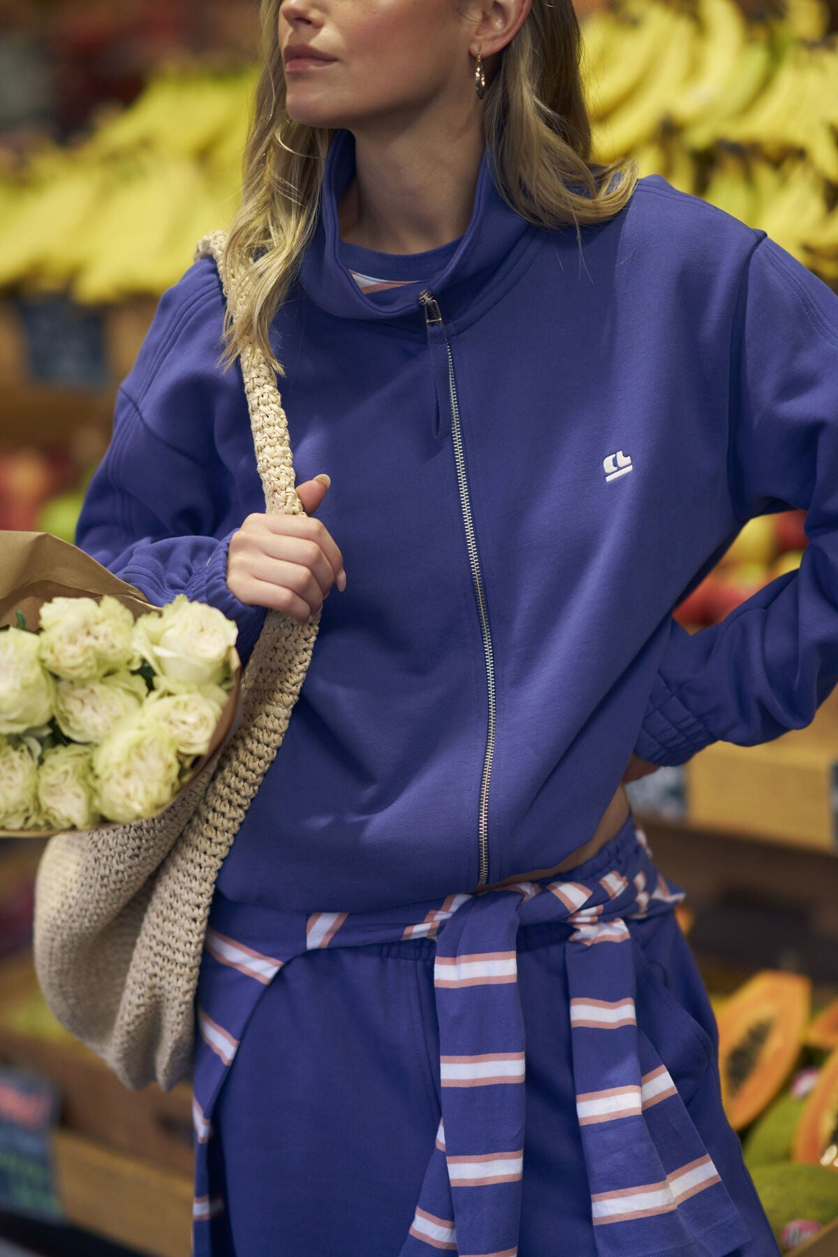 Buy Ceres Life - Freya Zip Thru Sweat - Washed Navy by Ceres Life - at Hamish + Grace