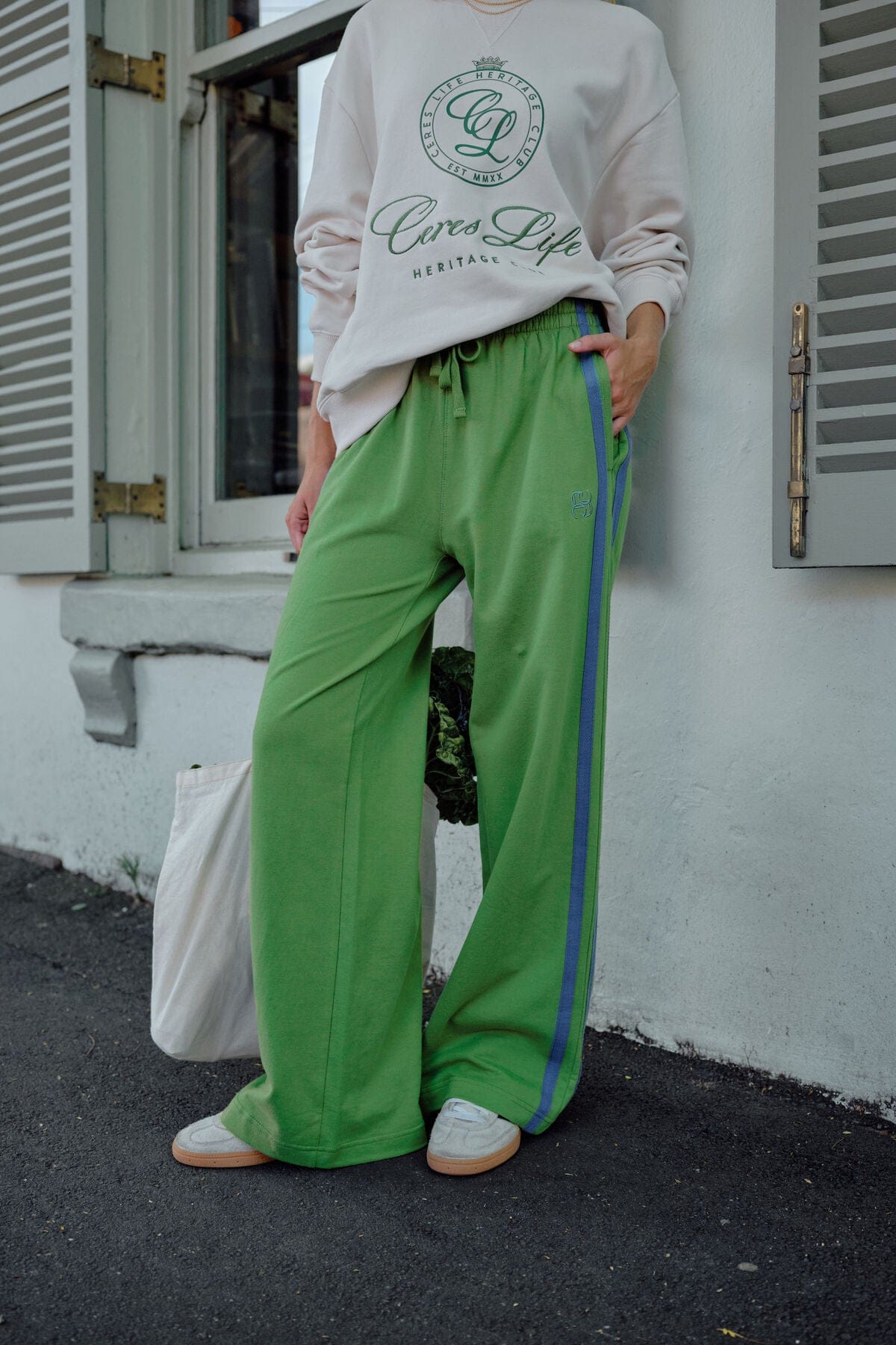 Buy Ceres Life - Gigi Wide Leg Terry Track pant - Pistachio by Ceres Life - at Hamish + Grace