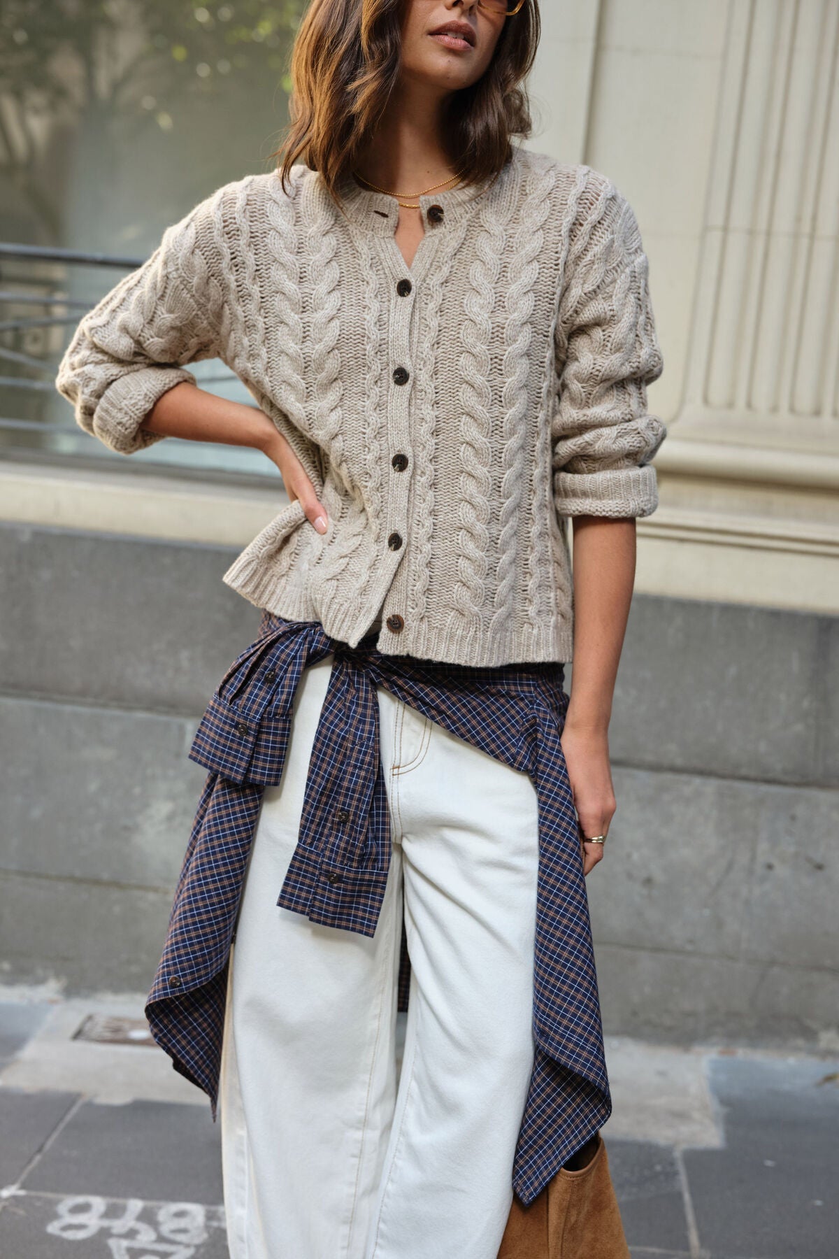 Buy Ceres Life - Heidi Cable Knit Cardi - oat by Ceres Life - at Hamish + Grace