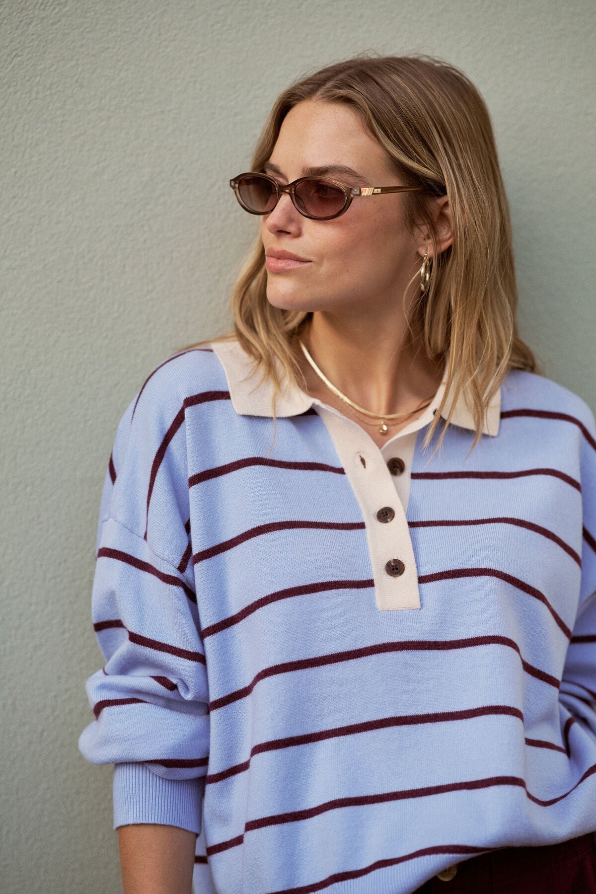 Buy Ceres Life - Jessa Rugby Knit - Sky Blue Stripe by Ceres Life - at Hamish + Grace