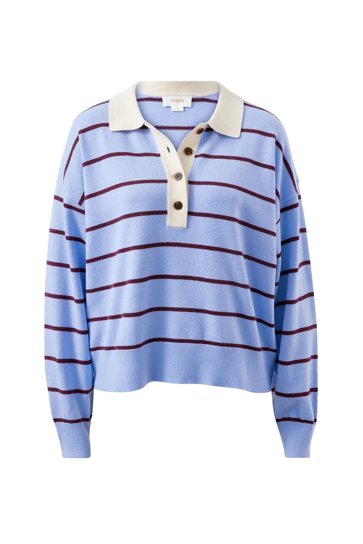 Buy Ceres Life - Jessa Rugby Knit - Sky Blue Stripe by Ceres Life - at Hamish + Grace