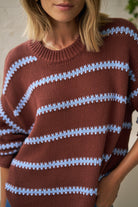 Buy Ceres Life - Lila Oversized Knit Crew - burnt toffee stripe by Ceres Life - at Hamish + Grace