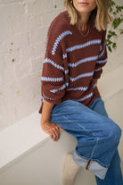 Buy Ceres Life - Lila Oversized Knit Crew - burnt toffee stripe by Ceres Life - at Hamish + Grace