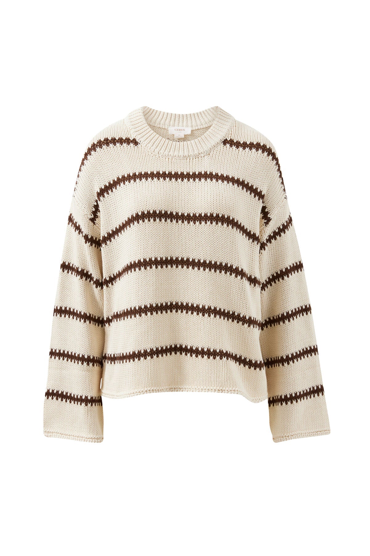 Buy Ceres Life - Lila Oversized Knit Crew - ecru stripe by Ceres Life - at Hamish + Grace