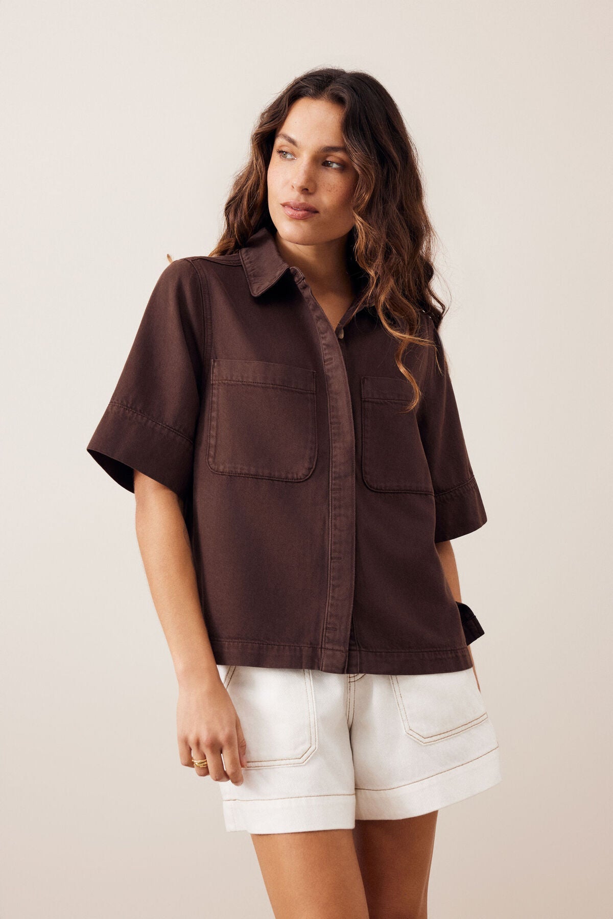 Buy Ceres Life - Noa Short Sleeve Shirt - Chocolate by Ceres Life - at Hamish + Grace