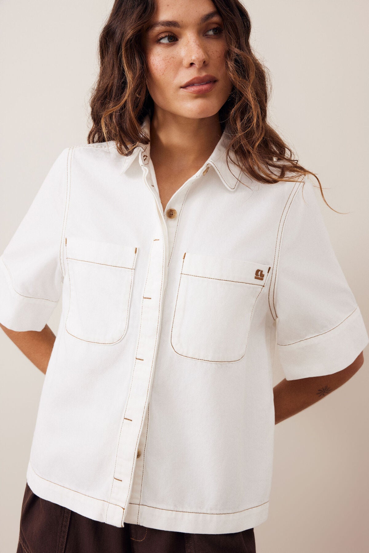 Buy Ceres Life - Noa Short Sleeve Shirt - Fresh Ecru by Ceres Life - at Hamish + Grace