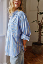 Buy Ceres Life - Peta Oversized Shirt - bay blue butter yellow stripe by Ceres Life - at Hamish + Grace