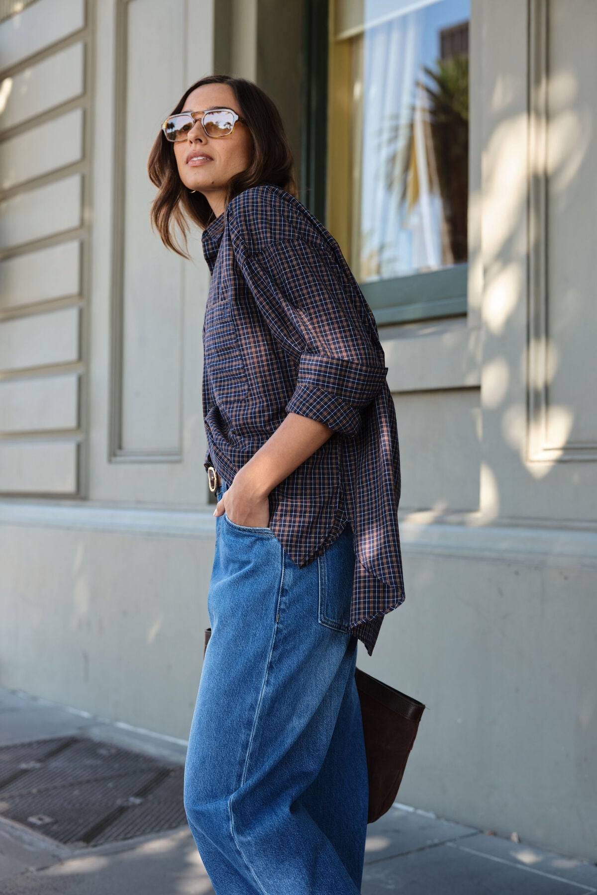 Buy Ceres Life - Peta Oversized Shirt - Navy Check by Ceres Life - at Hamish + Grace