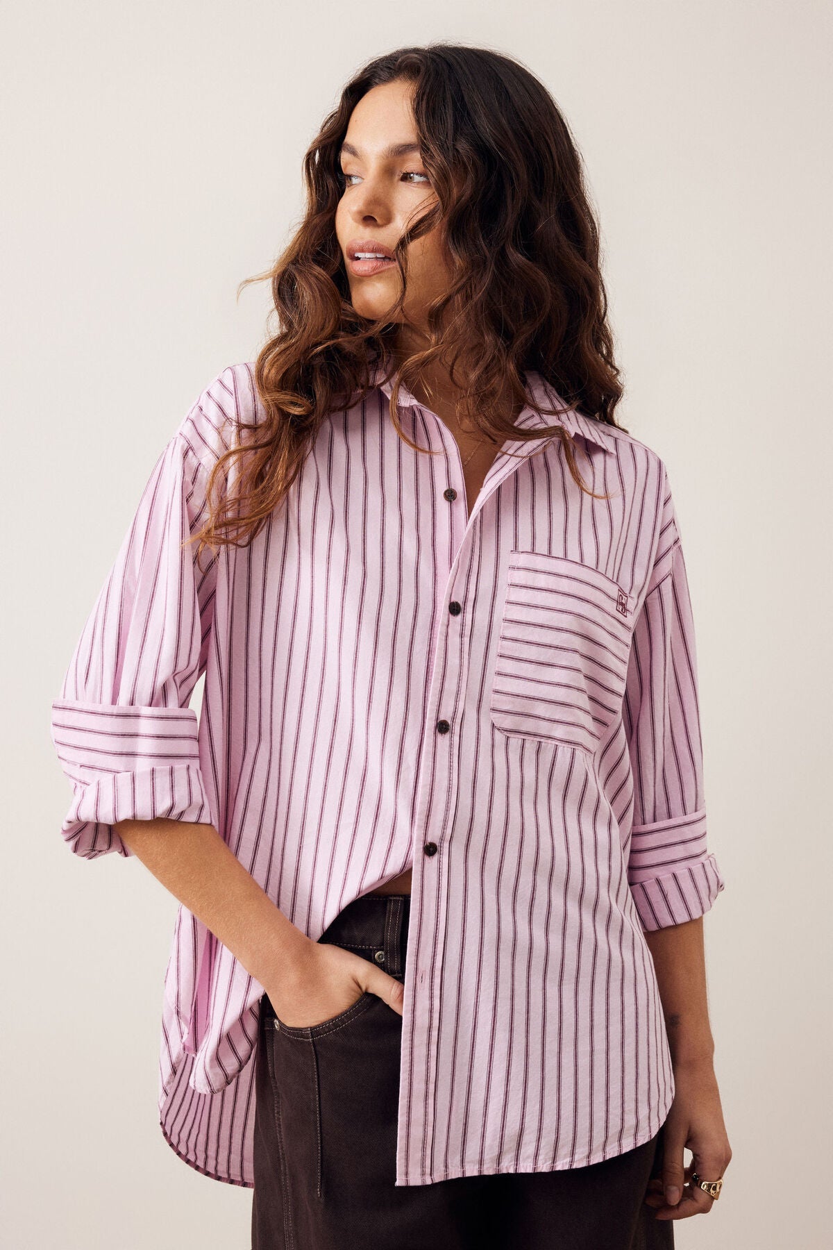 Buy Ceres Life - Peta Oversized Shirt - sunfaded pink stripe by Ceres Life - at Hamish + Grace