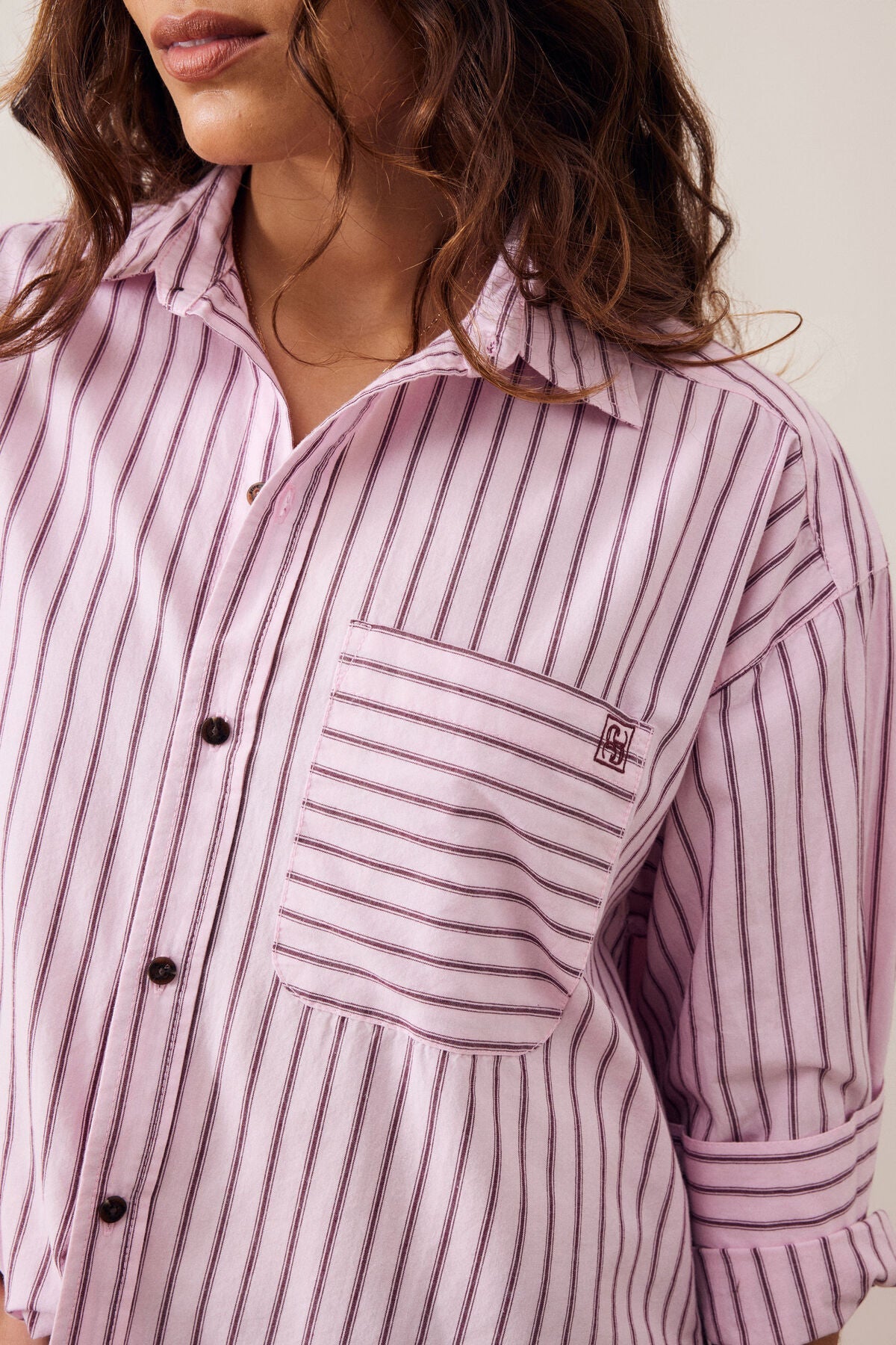 Buy Ceres Life - Peta Oversized Shirt - sunfaded pink stripe by Ceres Life - at Hamish + Grace