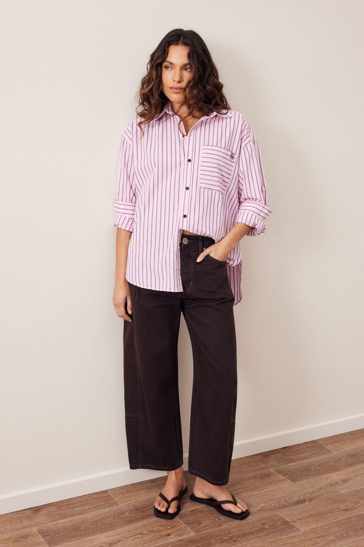 Buy Ceres Life - Peta Oversized Shirt - sunfaded pink stripe by Ceres Life - at Hamish + Grace