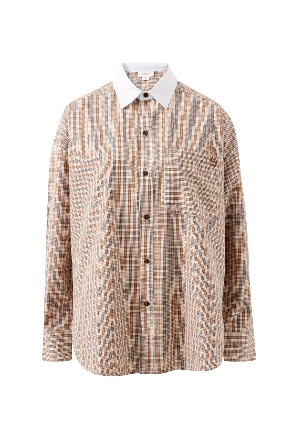 Buy Ceres Life - Peta Oversized Shirt - toffee check by Ceres Life - at Hamish + Grace