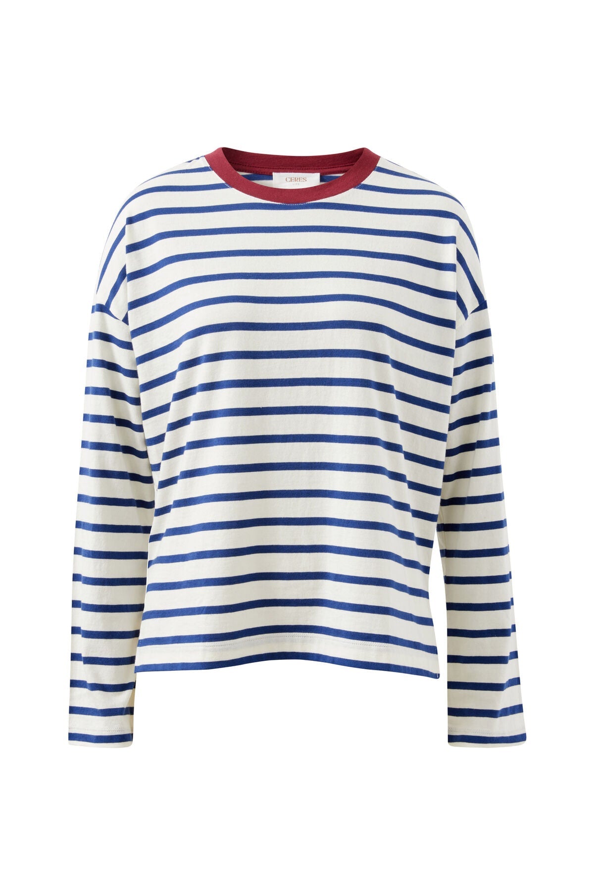 Buy Ceres Life - Scout Slouchy Long Sleeve Tee - milk prussian blue stripe by Ceres Life - at Hamish + Grace