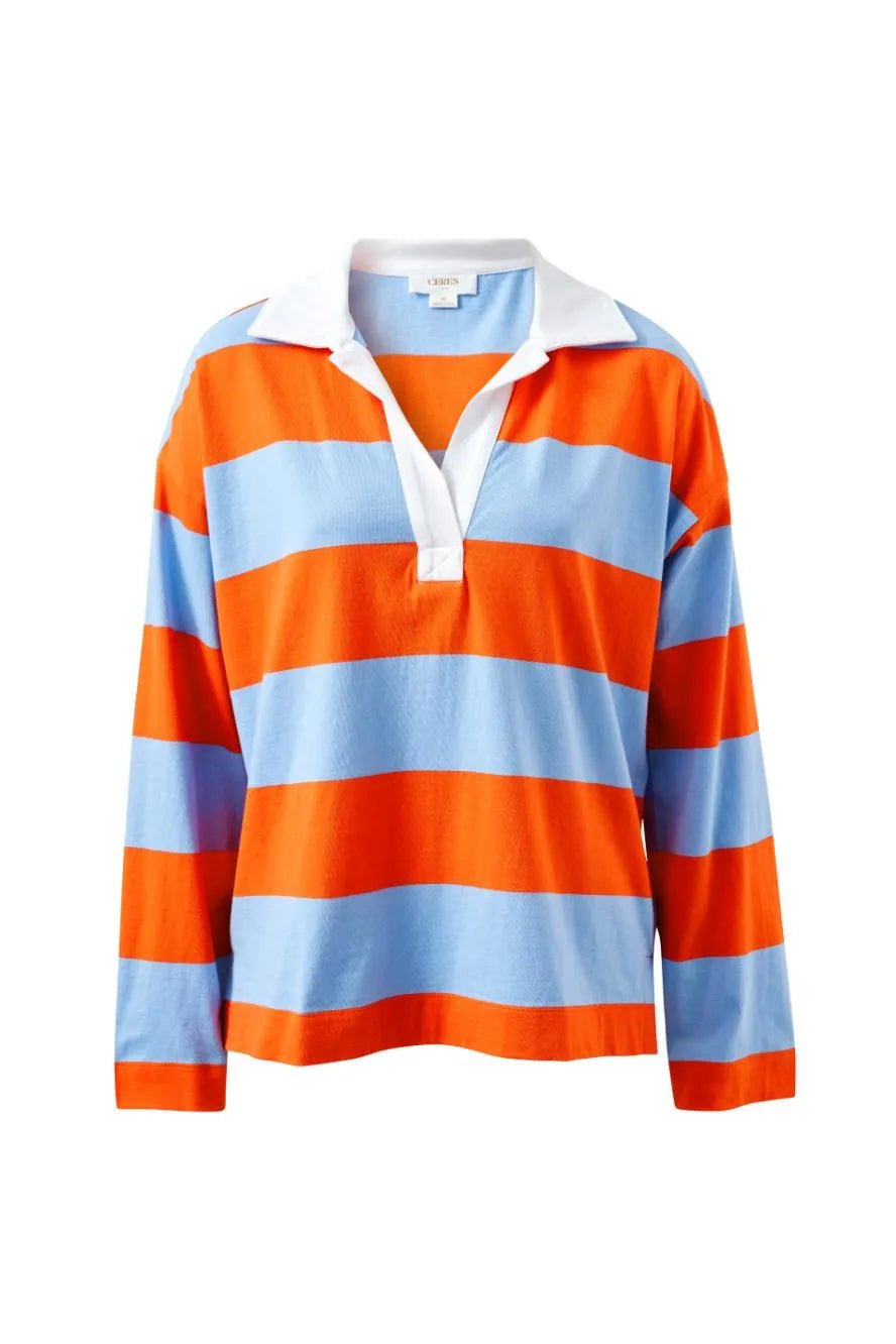 Buy Ceres Life - Shelby Slouchy Rugby Top - Sky Blue/Flame Stripe by Ceres Life - at Hamish + Grace