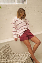 Buy Ceres Life - Shelby Slouchy Rugby Top - sunfaded pink/mulberry stripe by Ceres Life - at Hamish + Grace