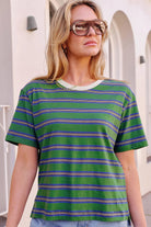 Buy Ceres Life - Stevie Slouchy Tee -basil/blue stripe by Ceres Life - at Hamish + Grace