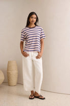 Buy Ceres Life - Stevie Slouchy Tee - chalk pink/polo blue/choc stripe by Ceres Life - at Hamish + Grace