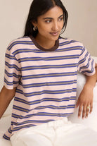 Buy Ceres Life - Stevie Slouchy Tee - chalk pink/polo blue/choc stripe by Ceres Life - at Hamish + Grace
