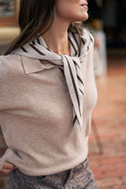 Buy Ceres Life - Sully Triangle Knit Scarf - Oatmeal Marle/Chocolate Stripe by Ceres Life - at Hamish + Grace