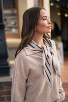Buy Ceres Life - Sully Triangle Knit Scarf - Oatmeal Marle/Chocolate Stripe by Ceres Life - at Hamish + Grace