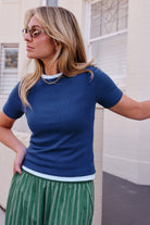 Buy Ceres - Luella Rib Tee - Blue by Ceres Life - at Hamish + Grace
