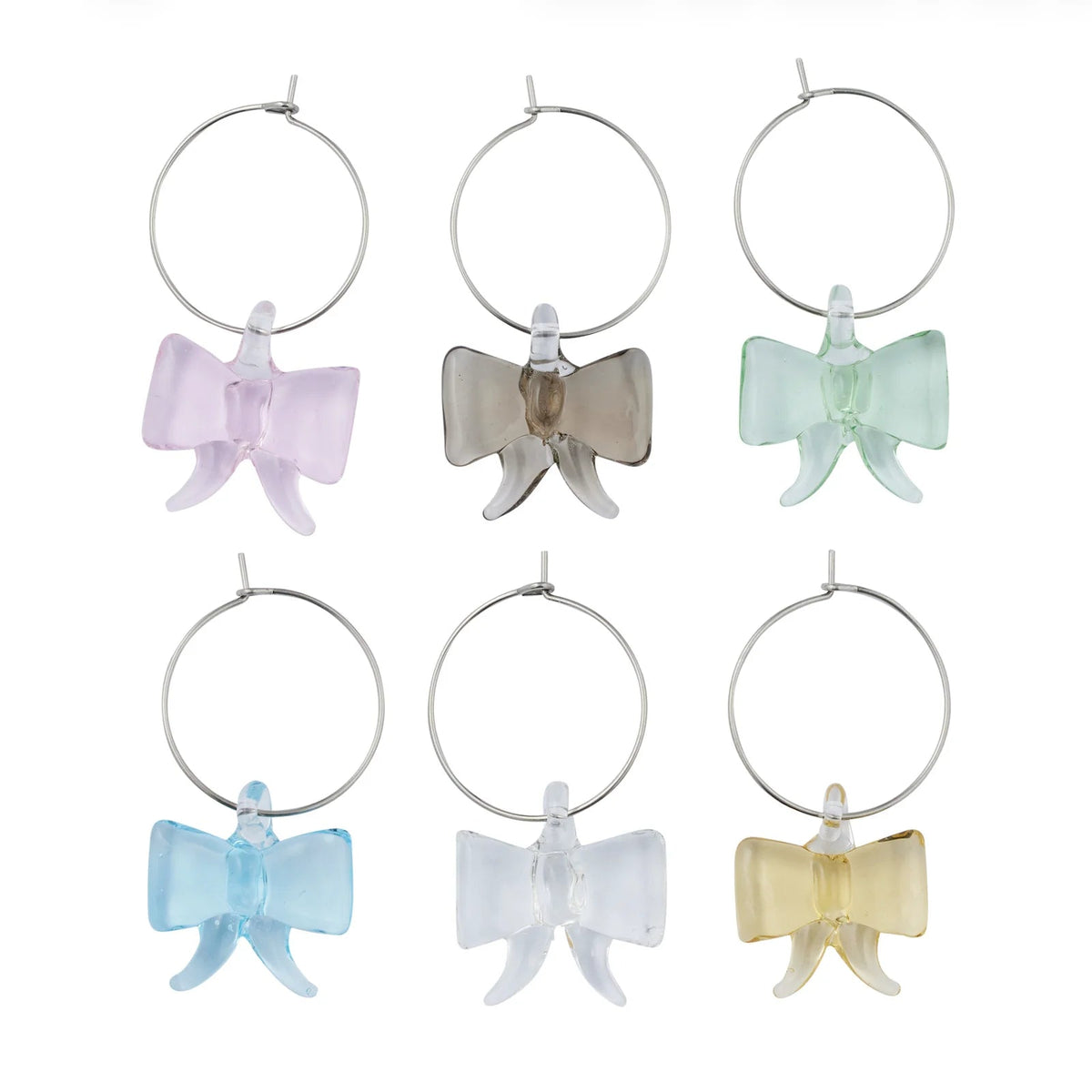 Buy Coast to Coast - Bow S/6 Glass Wine Charms by Coast to Coast - at Hamish + Grace