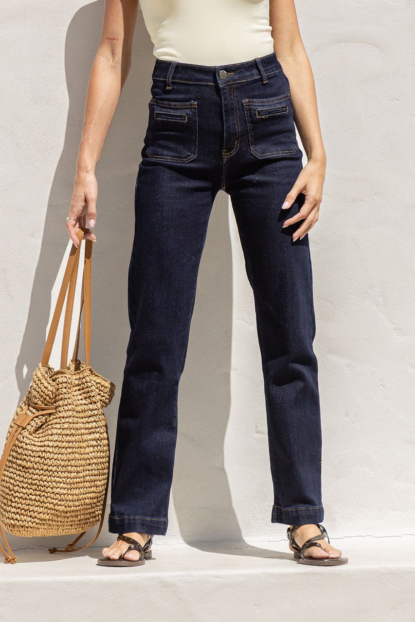 Buy Country Denim - Nellie stretch straight leg jean dark denim by Country Denim - at Hamish + Grace