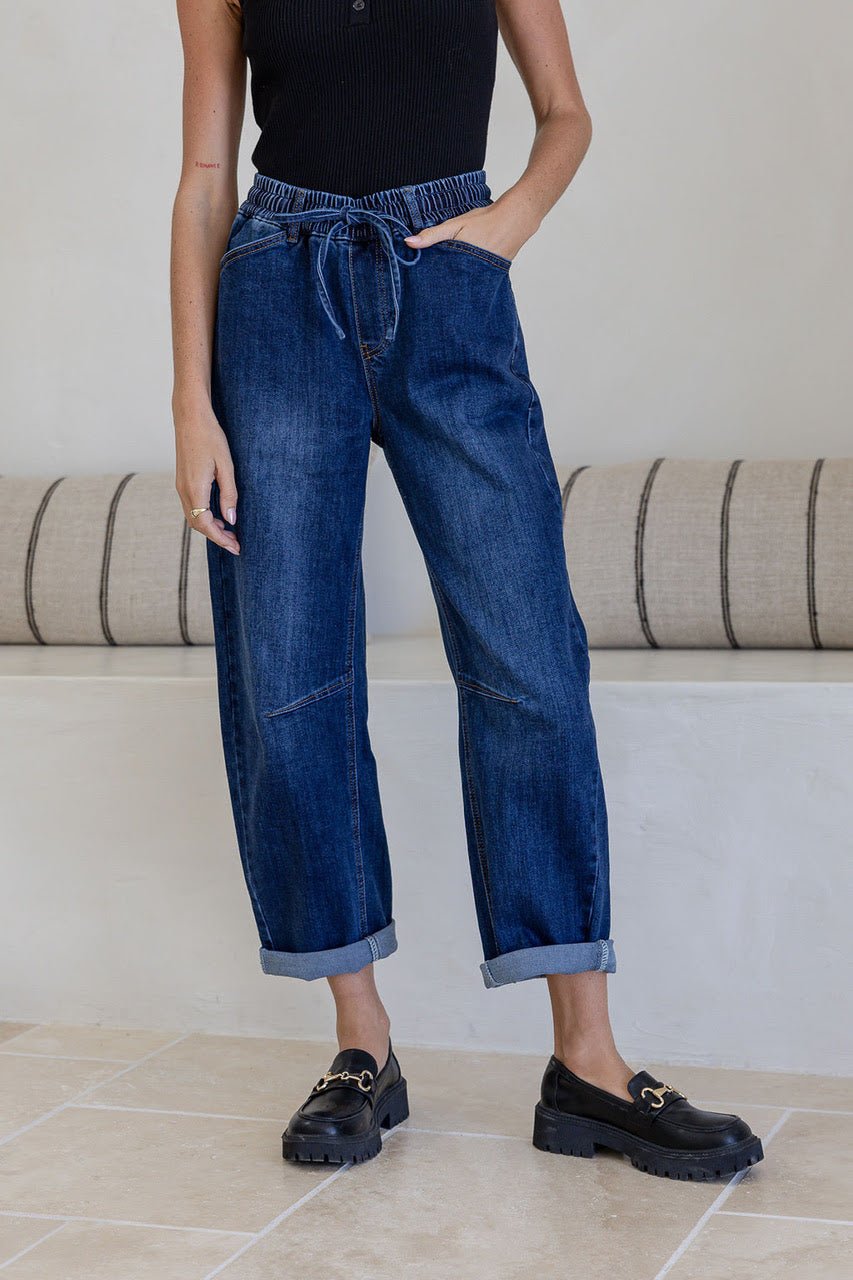 Buy Country Denim - stretch drawstring jogger barrel jean by Country Denim - at Hamish + Grace