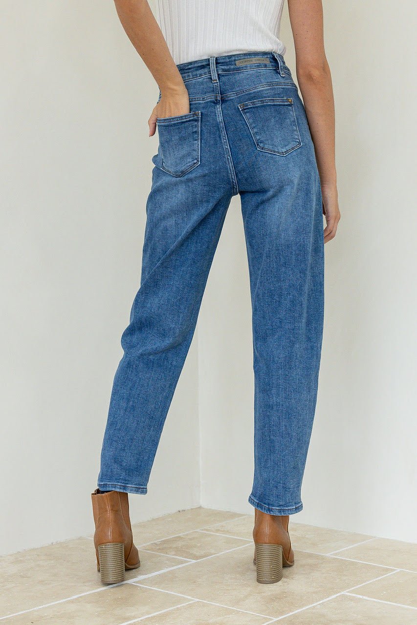 Buy Country Denim - stretch mum barrel - mid wash by Country Denim - at Hamish + Grace