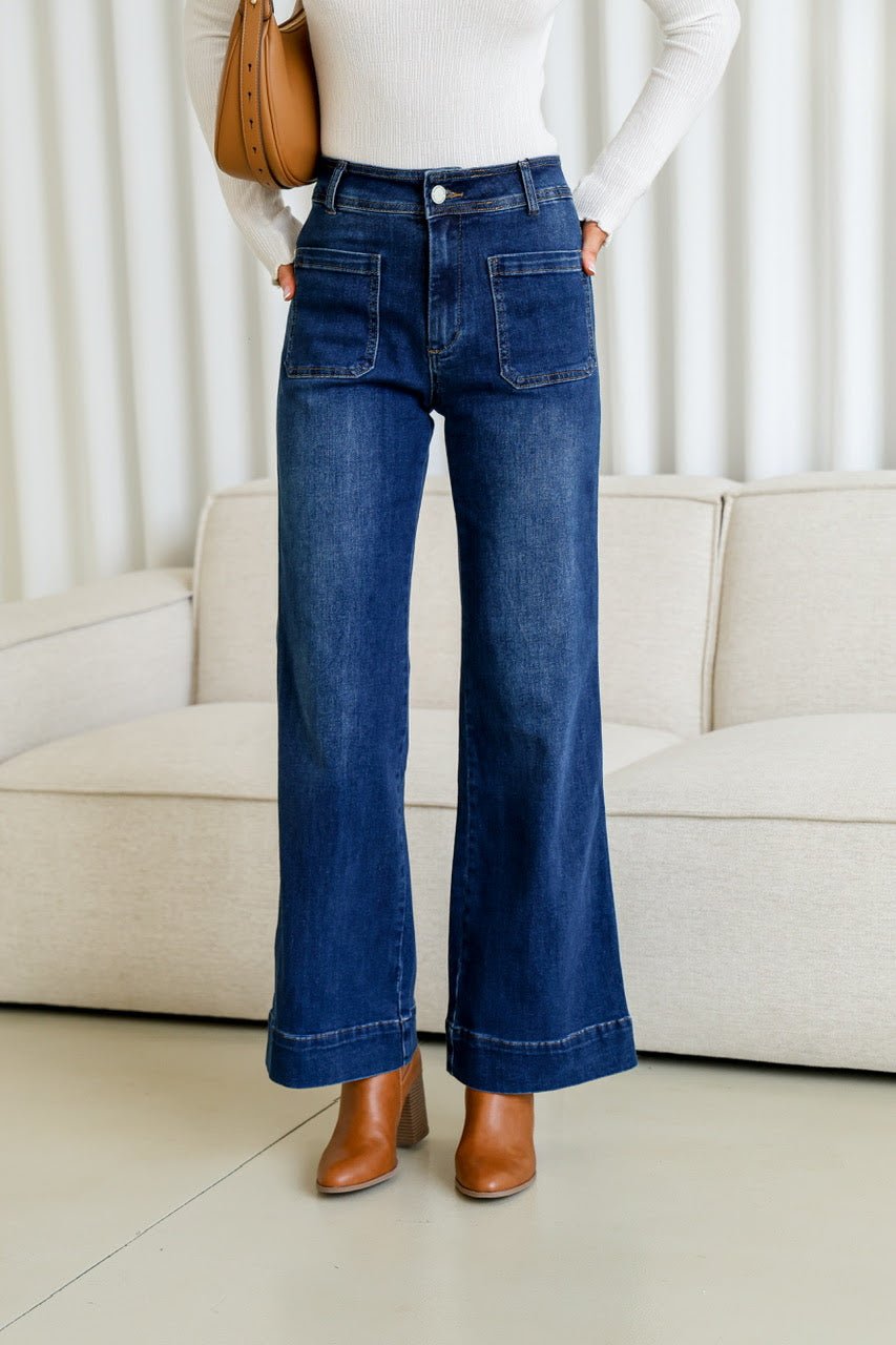 Buy Country Denim - stretch patch pocket front jean dark wash denim by Country Denim - at Hamish + Grace
